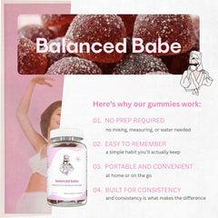 Balanced Babe packaging with vitamins for B6 and E support.