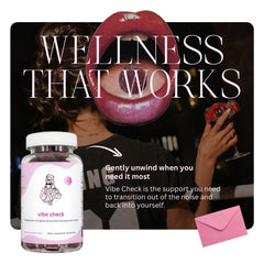 Balancing Act Vibe Check gummies flavor image featuring blackberry lavender
