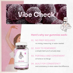 Balancing Act Vibe Check night routine image shows easy, pill-free unwinding after dinner