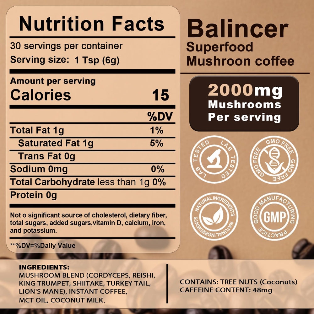 Balincer mushroom coffee packaging open reveals premium blend