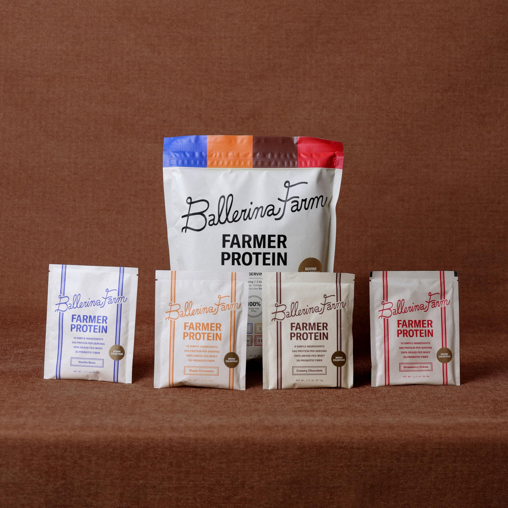Ballerina Farm bovine colostrum image highlighting farm-sourced quality.