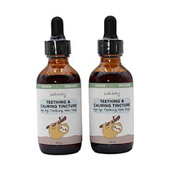 BALM! Baby teething tincture bottle front shows natural calming support for gums.