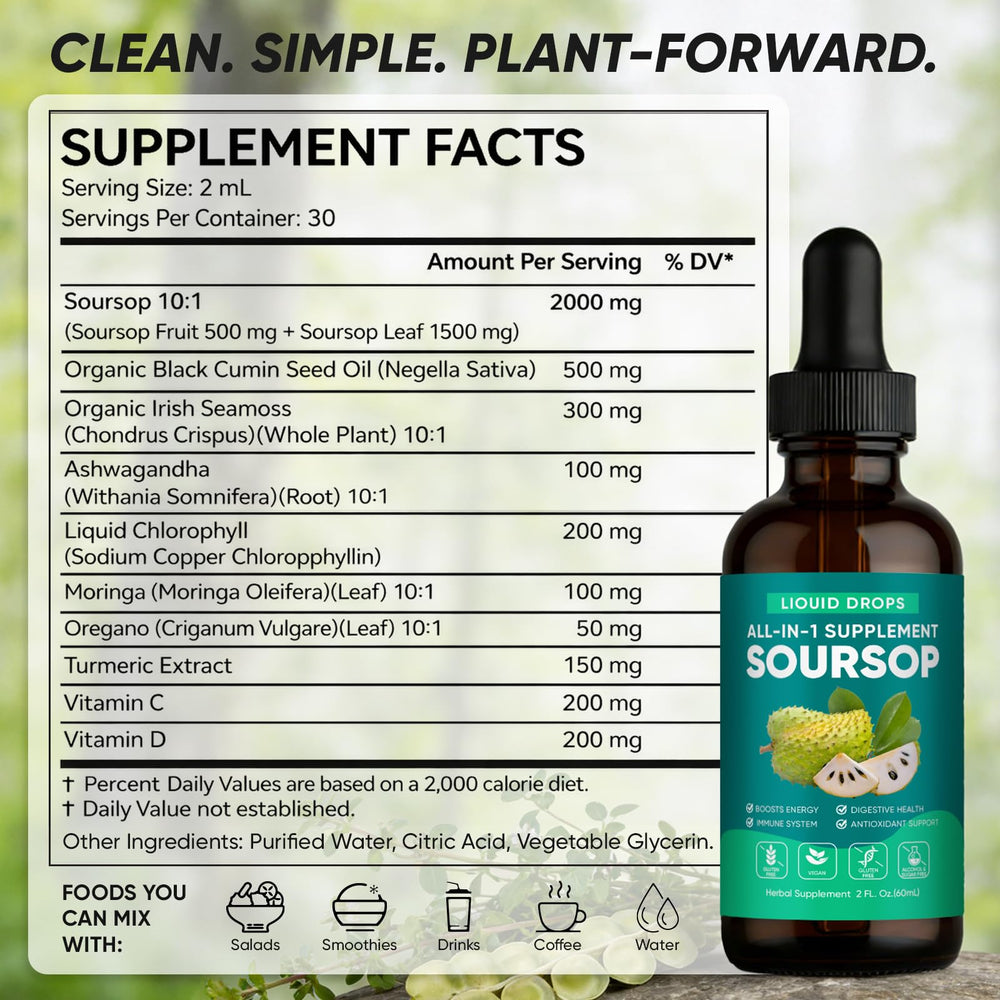 BALMBARE REVIVE Soursop Drops image suggesting energy boost and immune support