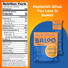 Baloo Electrolytes grapefruit packet for sugar-free hydration on the go.