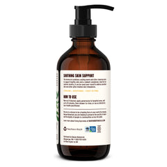 Oil droplet on skin illustrating soothing application.