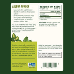 Banyan Botanicals Arjuna Bark Powder in a scoop for easy daily use.