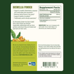 Boswellia powder with scoop ready to mix into tea or smoothies by Banyan Botanicals.
