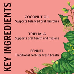 Pouring Banyan Daily Swish to start your oil pulling routine for fresh breath.