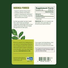 Banyan Botanicals Moringa leaf close-up showing rich green powder.