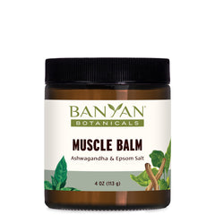 Banyan Botanicals Muscle Balm tub closeup for soothing massage after activity