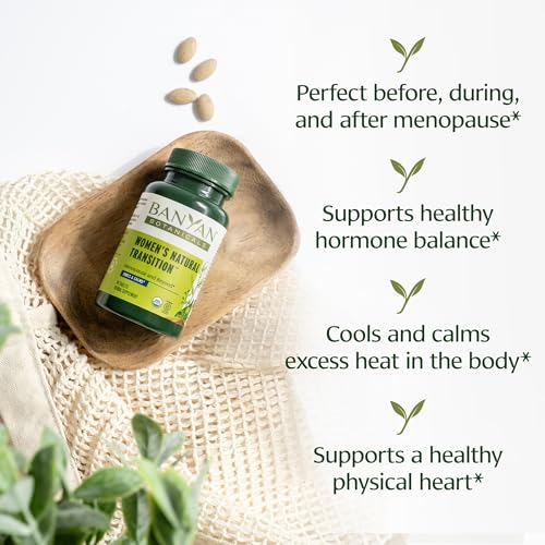 Banyan Botanicals Natural Transition packaging on a clean shelf highlighting quality.