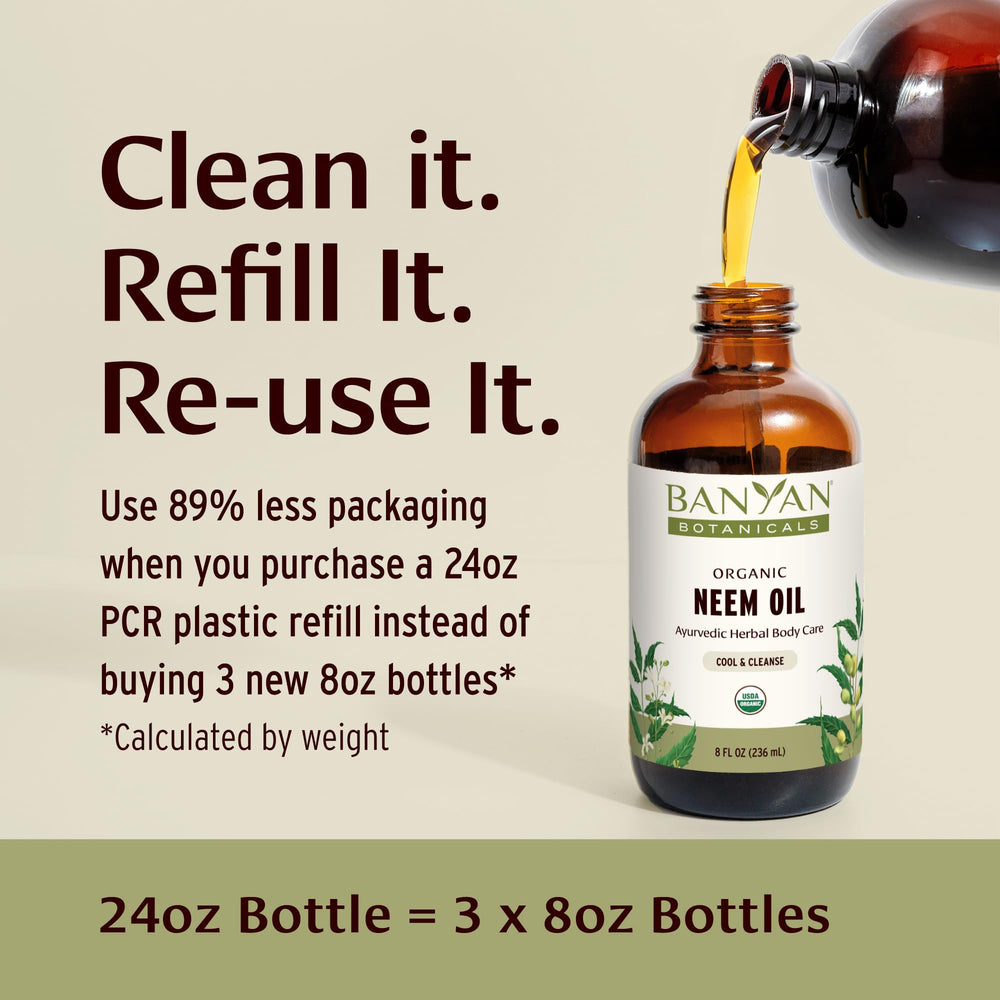 Banyan Botanicals Neem Oil applied to skin for soothing relief.