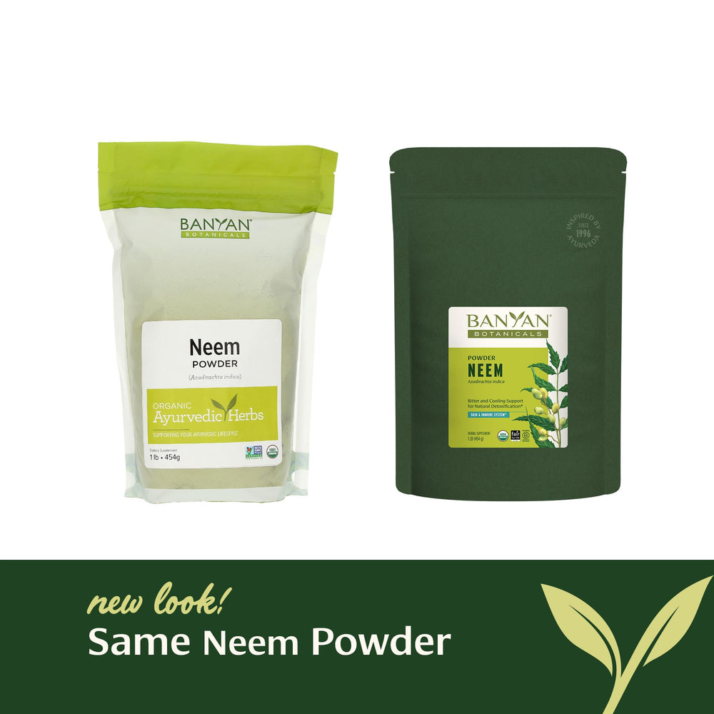 Neem Powder pour demonstrates easy blending into beverages for daily use.