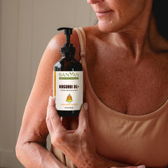 Banyan Botanicals Nirgundi Oil+ joint-relief use during daily stretches.