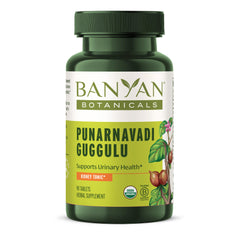 Banyan Botanicals Punarnavadi Guggulu tablets bottle close-up for joint support.
