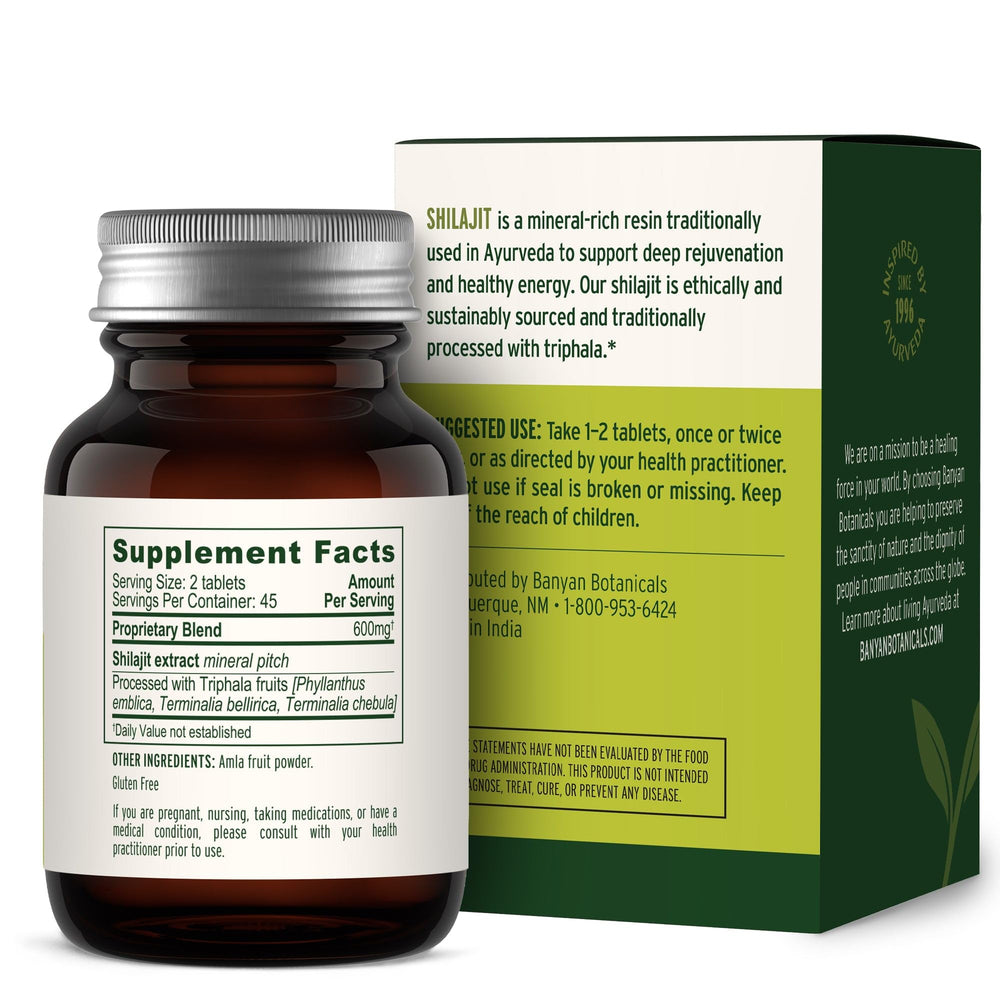 Banyan Botanicals Shilajit fulvic acid detail illustrating nutrient absorption benefits.
