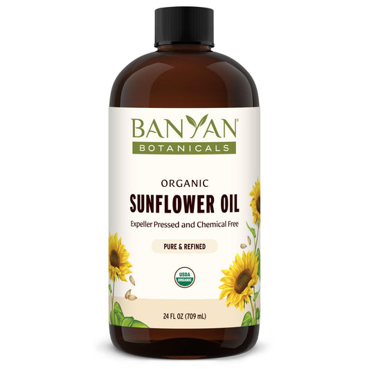 Banyan Botanicals Sunflower Oil bottle ready for natural skincare and gentle hydration.