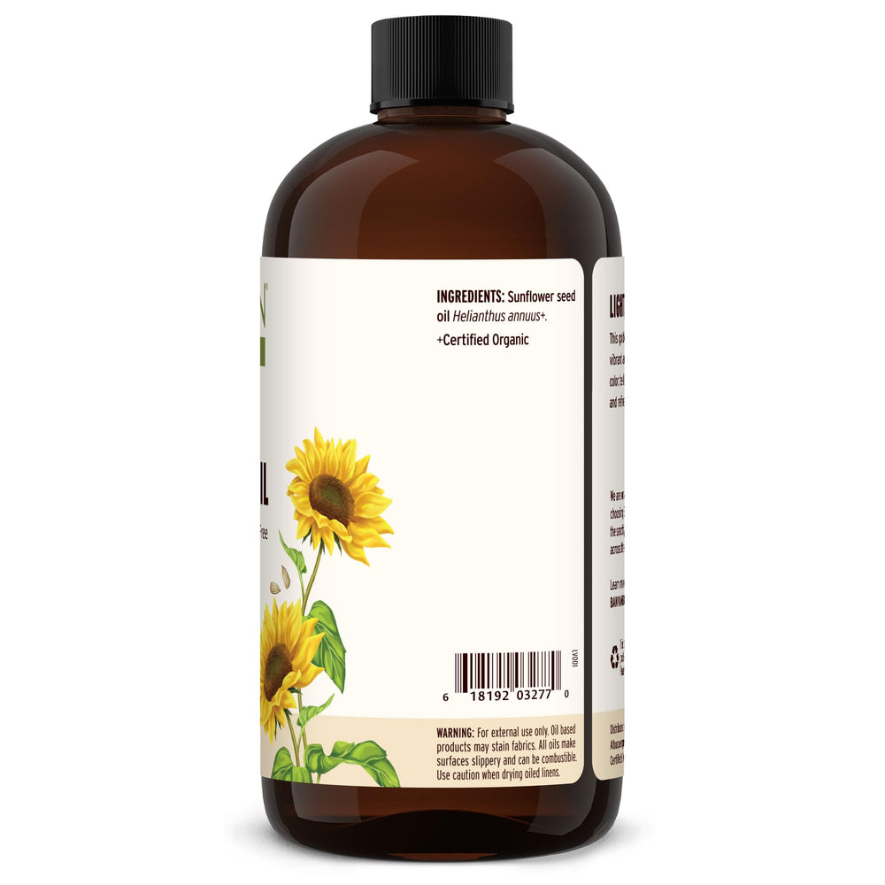Hair care use: Banyan Botanicals Sunflower Oil on ends to calm frizz.