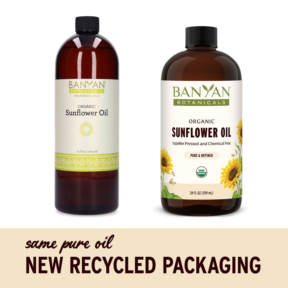 Banyan Botanicals Sunflower Oil pour demonstrates a light, non-greasy glide.