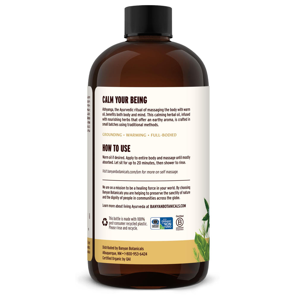 Spa style setup with Banyan Vata oil for calming routine