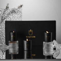 Baquler scented candle set in a multi-pack for mood-boosting spaces.