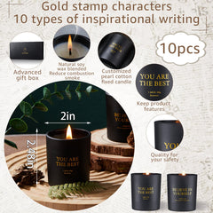 Baquler soy wax candle featuring inspirational words and calming fragrance for home.