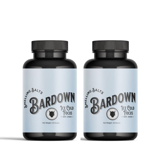 Bardown Smelling Salts Power Salts activation image showing a quick capful for sharp focus.