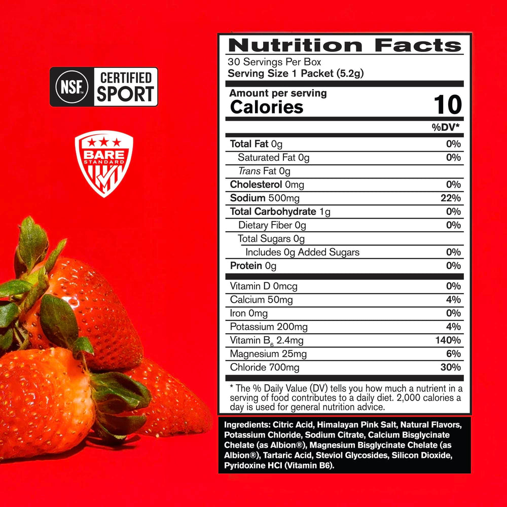 Back view of BPN Electrolytes Go Packs in strawberry flavor showing compact packaging.