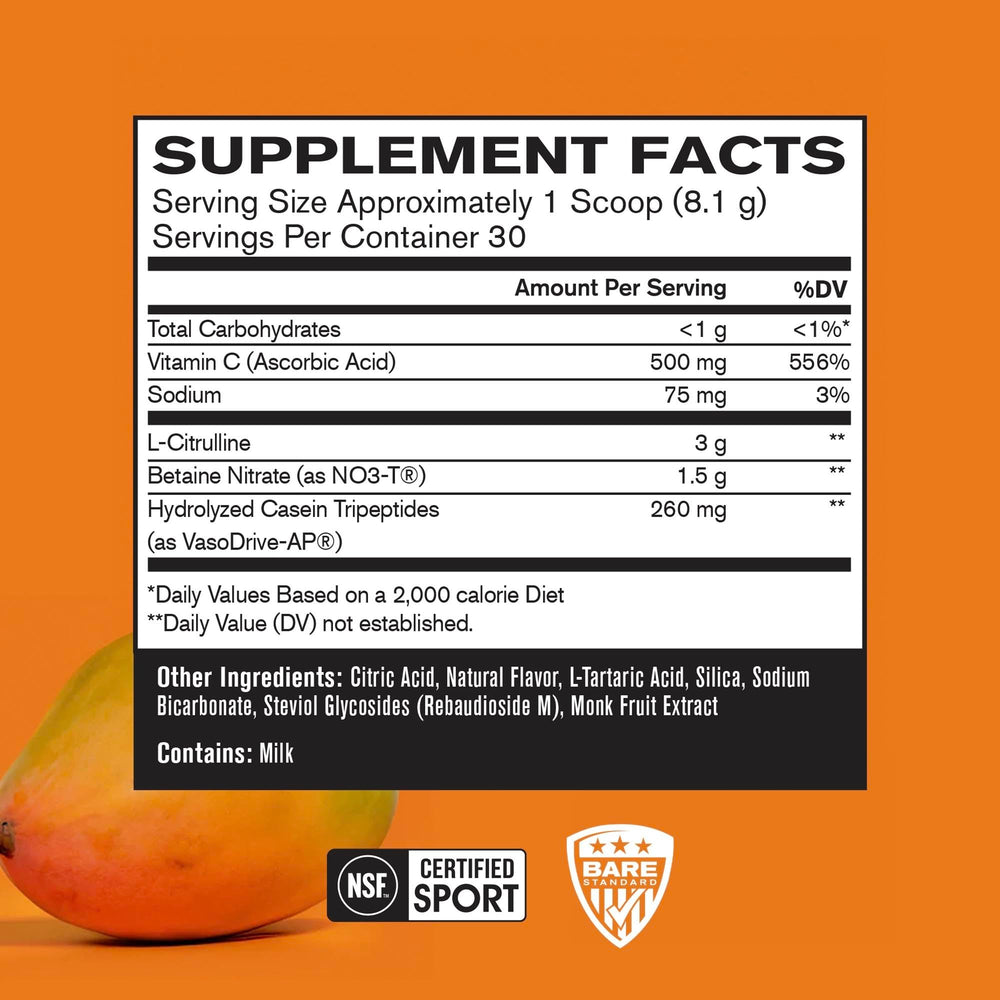 Bare Performance Nutrition BPN EndoPump bottle pour shows caffeine-free formula suitable for later workouts.