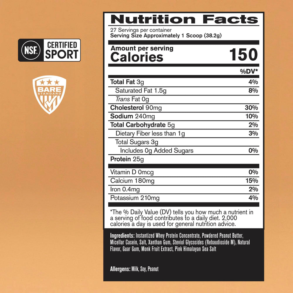 Bare Performance Nutrition BPN whey-casein blend pour demonstrates convenient mixability for post-workout shakes