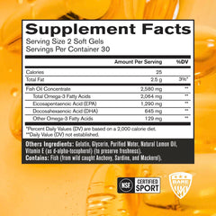 BARE PERFORMANCE NUTRITION Omega Fuerte cápsulas gel suave – alta absorción para EPA y DHA.