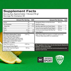 BARE PERFORMANCE NUTRITION Strong Greens Lemon powder being poured for a nutrient boost