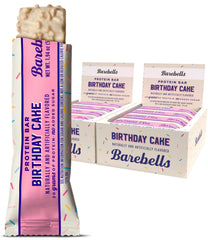 Barebells Birthday Cake protein bar pack-2 on display; a protein-rich snack option.