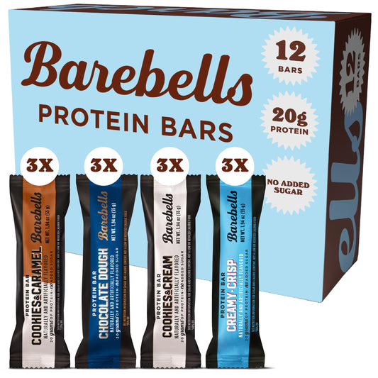 Barebells People's Choice 12-bars pack on shelf, convenient high-protein snack for busy days.