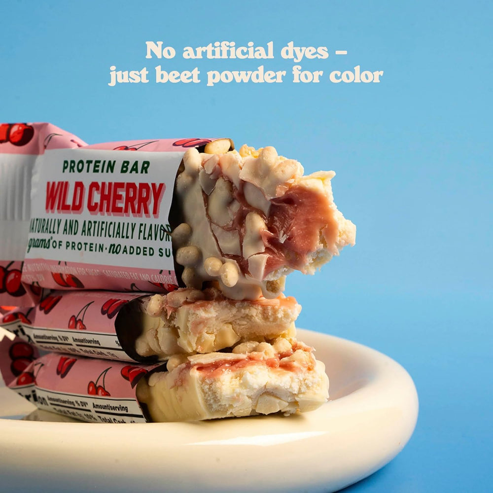 Barebells Wild Cherry nutrition facts with 20 g protein per bar.