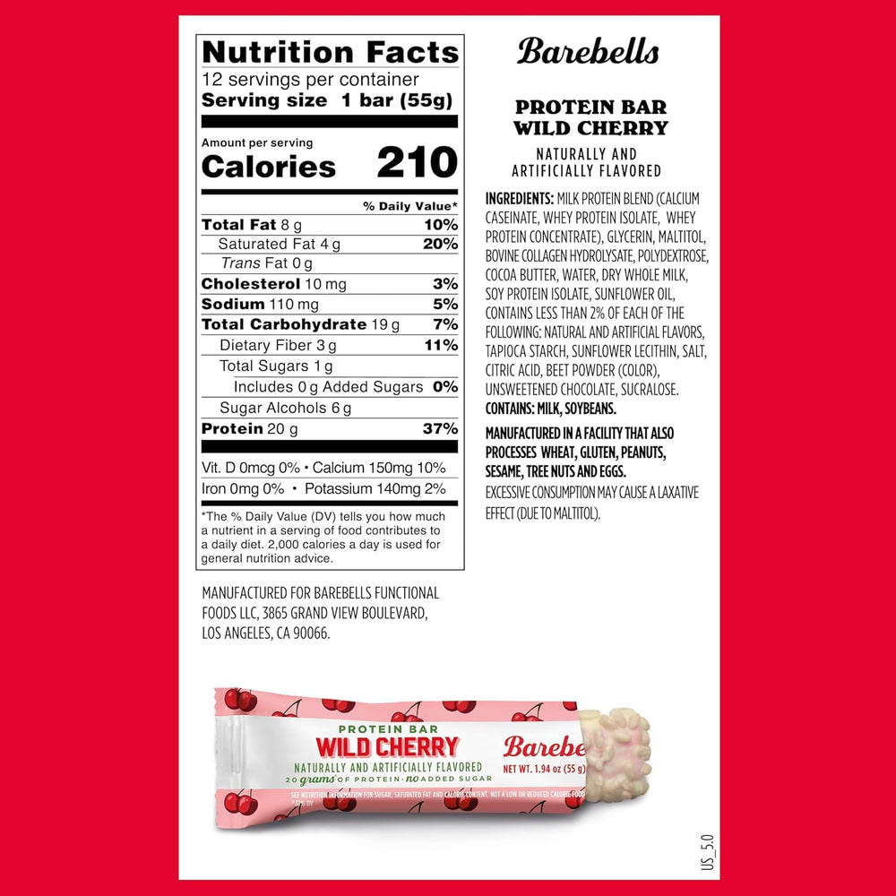Barebells Wild Cherry bar texture showing soft, dessert-like bite.