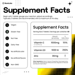 BareLabs Time Release graphic shows 120 tablets for a month-long supply.