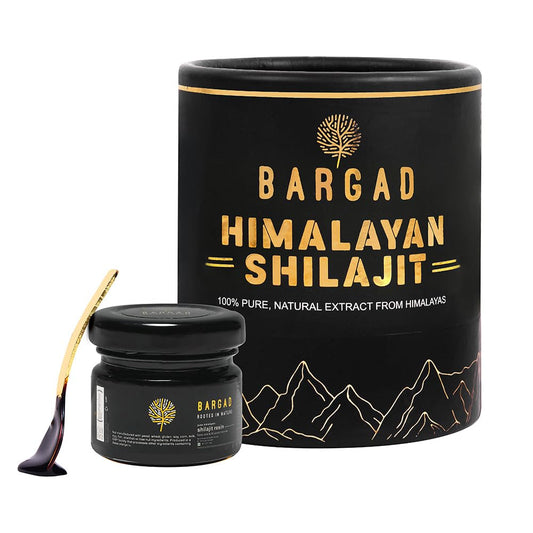 Bargad Pure Himalayan Shilajit Resin in jar shows authentic high-potency energy support