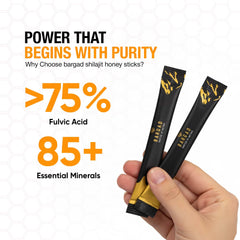 Bargad saffron threads visible in shilajit-honey blend.