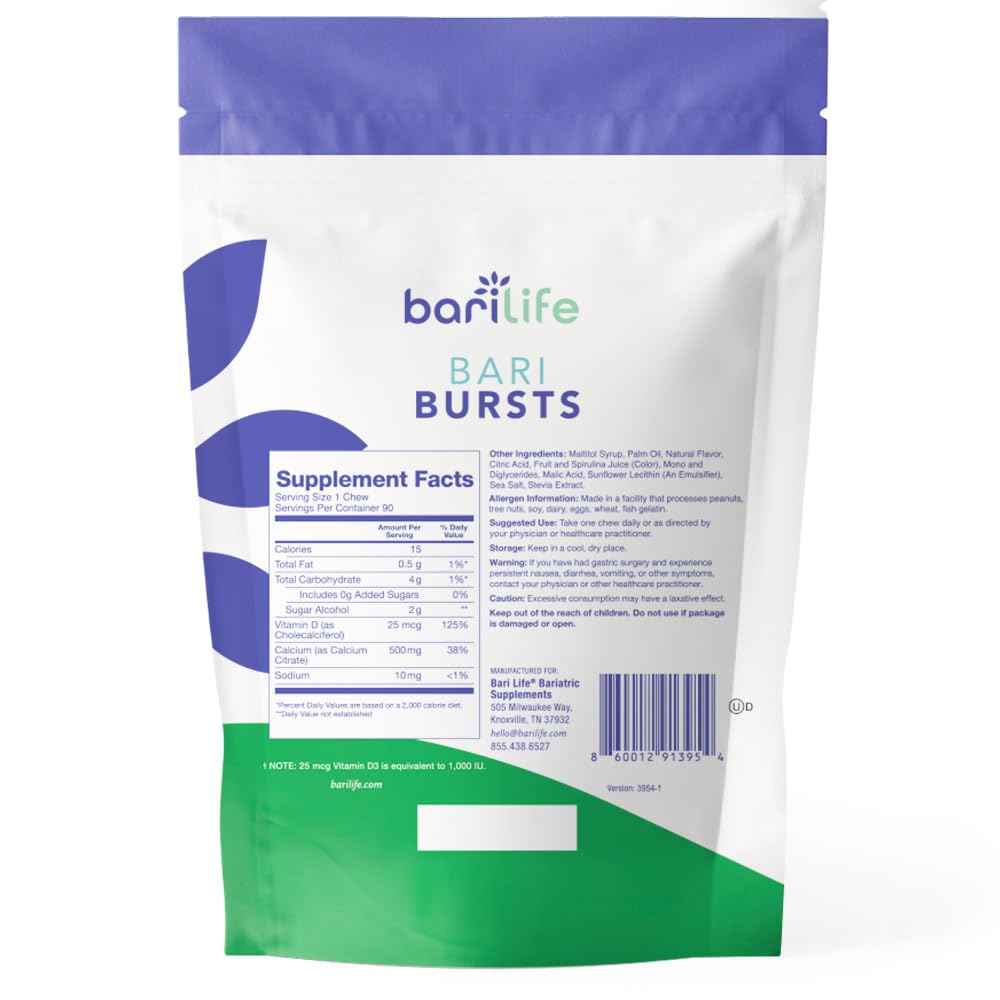 BariBurst sugar-free chews in sour green apple flavor for post-surgery snacking