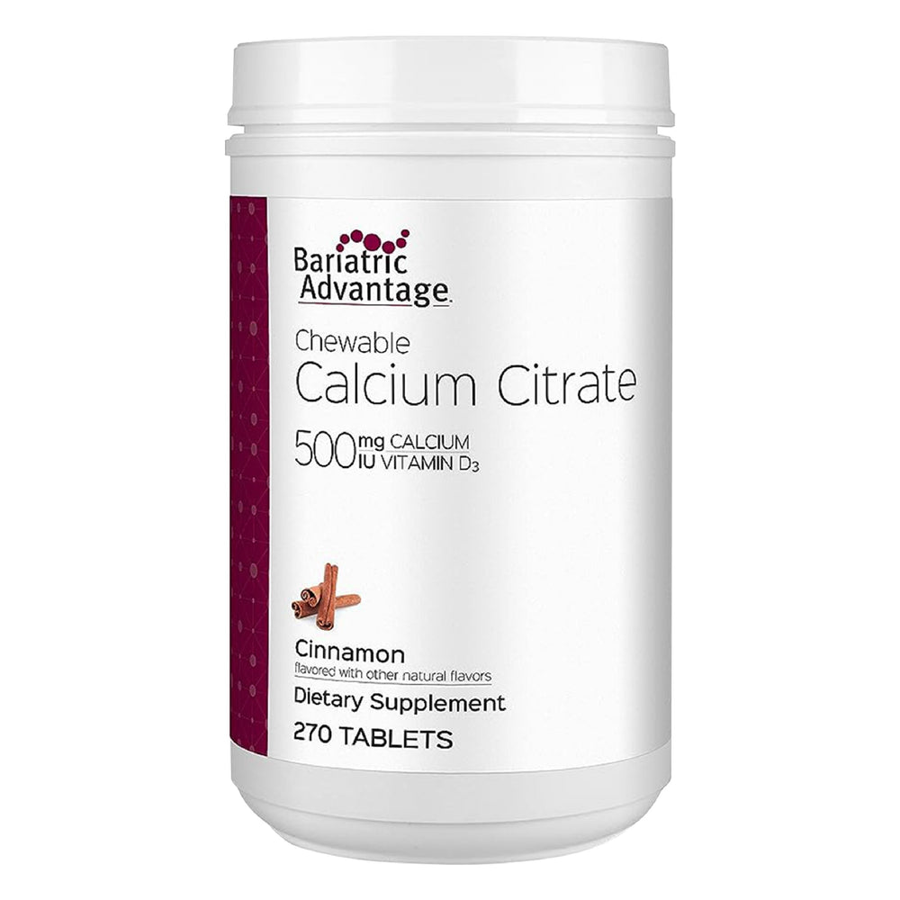 Bariatric Advantage calcium citrate chewable cinnamon bottle for easy daily bone support