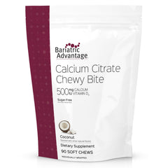 Bariatric Advantage Calcium Citrate Chewy Bites bottle front for post-bariatric calcium support