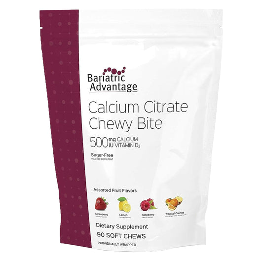 Bariatric Advantage calcium citrate chewy bites bottle with vitamin D3 for easy daily calcium