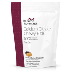 Bariatric Advantage calcium citrate chewy bites bottle with label and nutrition facts