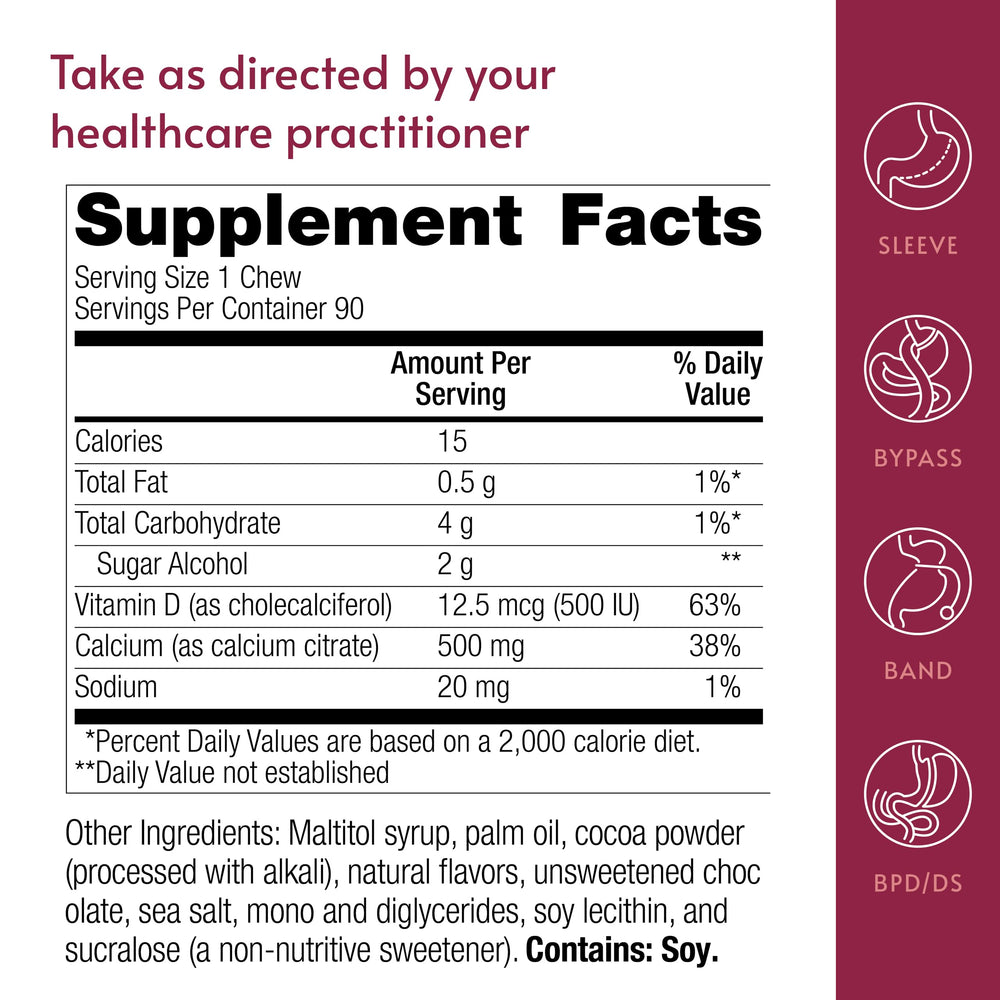Bariatric Advantage Calcium Citrate Chewy Bites on table ready for daily use.