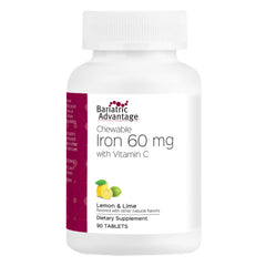 Bariatric Advantage bottle with lemon-lime chewables for easy iron intake.
