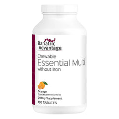 Bariatric Advantage orange bottle of chewable multivitamins for post-op nutrition support