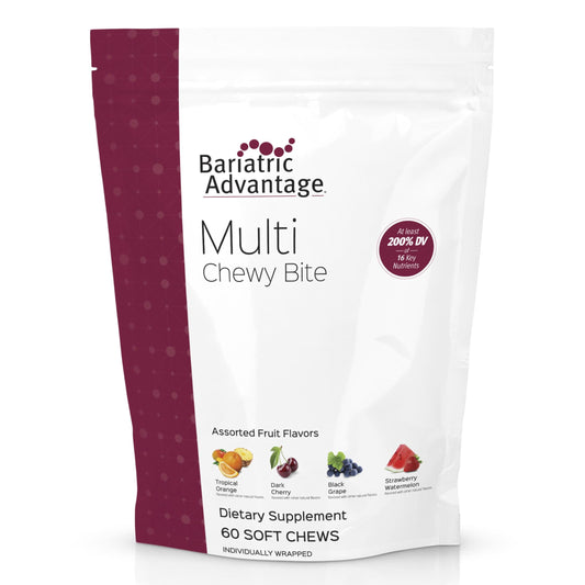 Bariatric Advantage Multi Chewy Bite assortment of fruit-flavored bites in a pack.