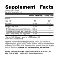 Bariatric Advantage Omega-3 300 antioxidants protecting freshness.