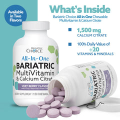Bariatric Choice chewable wafers with water illustrate easy daily use.
